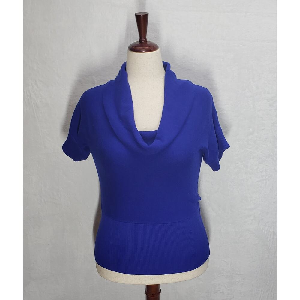 Womens Royal Blue Cowl Neck Sweater L – Soft Stretch Knit – Office Career DBI